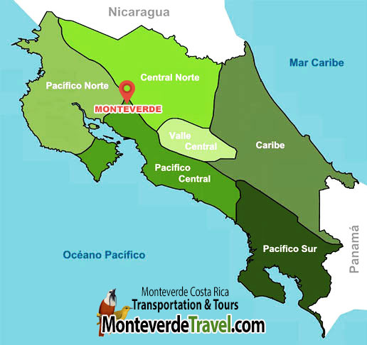 Costa-Rica-Weather-Regions-MAP Costa Rica Weather Regions